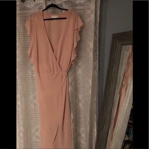 Boho wrap dress- peach / pink